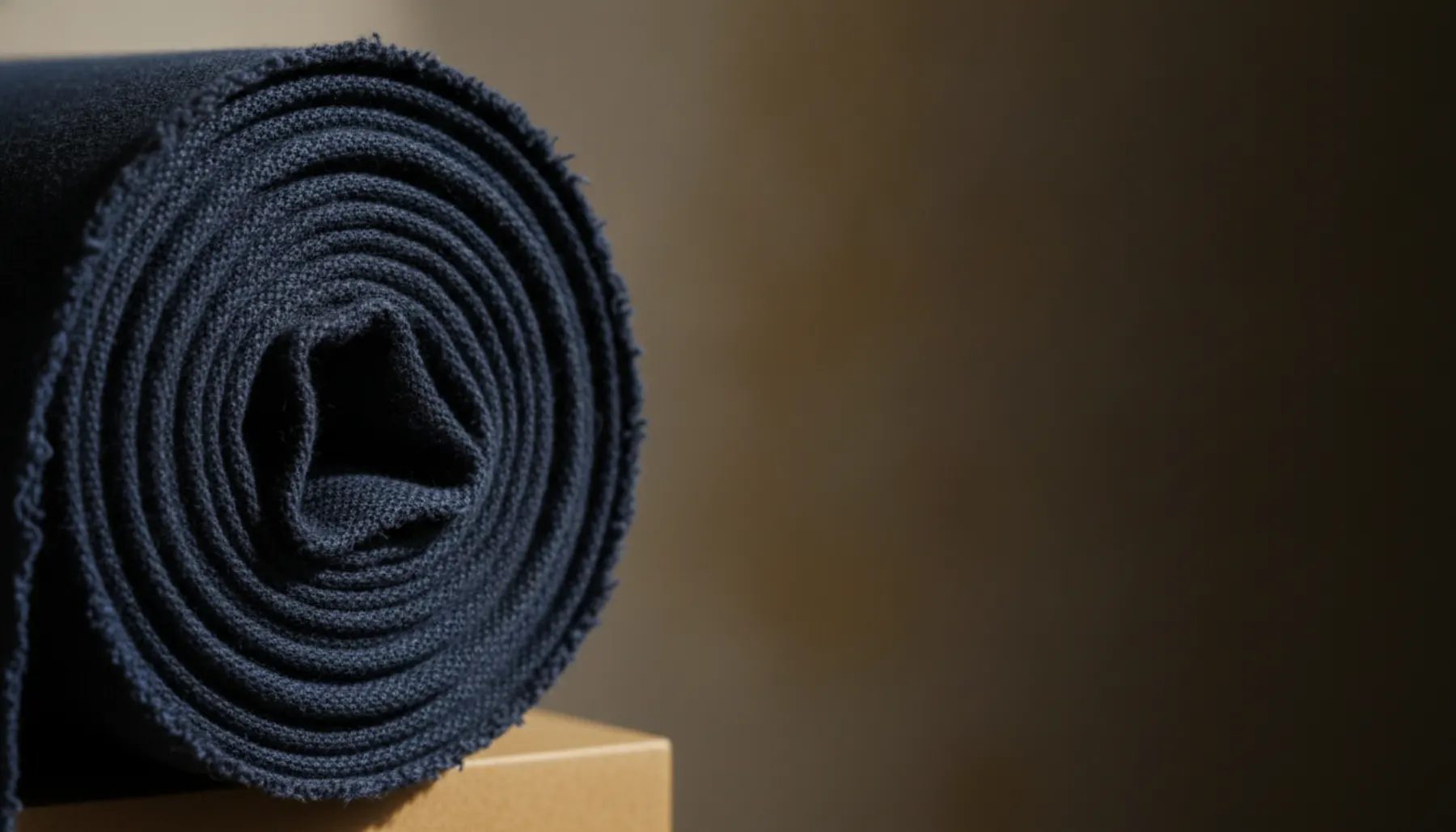 Raw ink-coloured fabric, unrolled