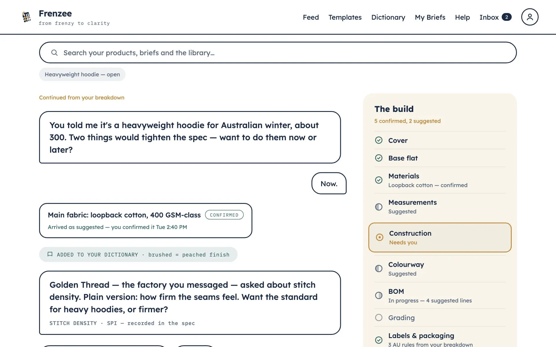 The brief conversation concept screen